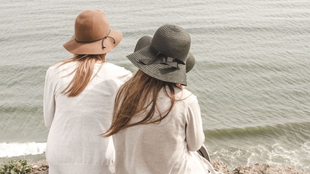 Back View of Two Woman at the Beach